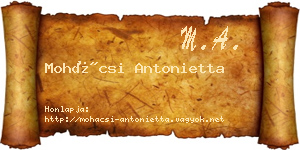 Mohácsi Antonietta névjegykártya
